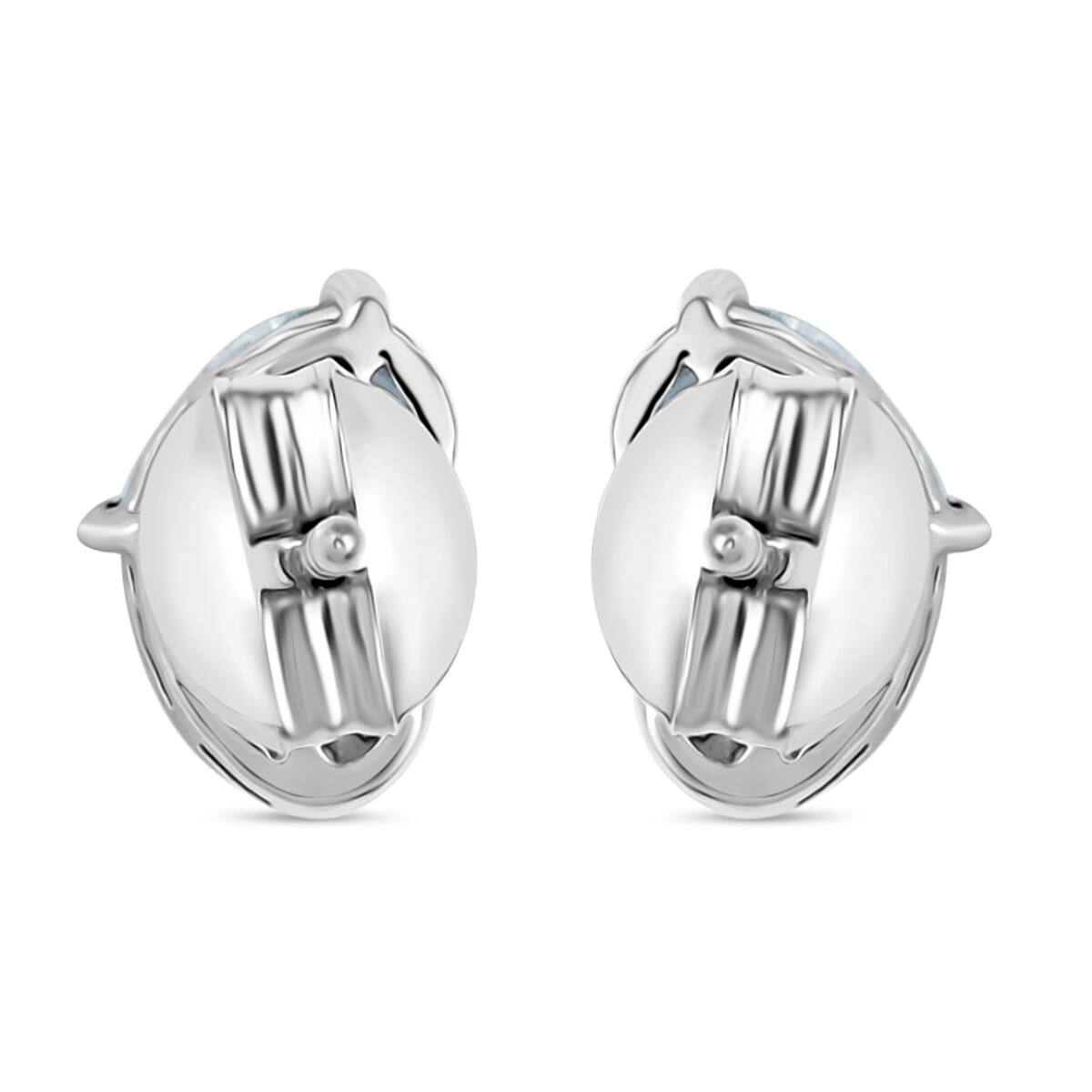 Aquamarine & Moissanite Solitaire Stud Push Post Earring with Push Back in Rhodium Overlay Sterling Silver 0.92 Ct.