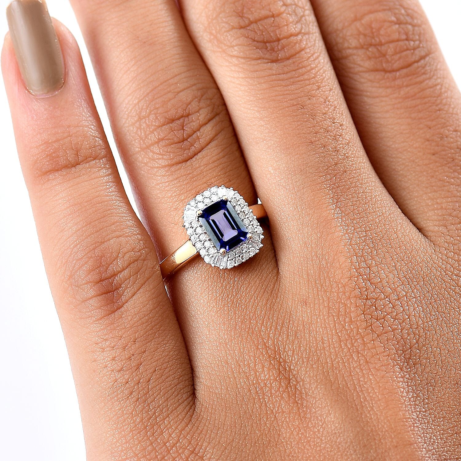 9K Yellow Gold Tanzanite & White Diamond Ring 1.18 Ct. Gold WT 3.00 Gms