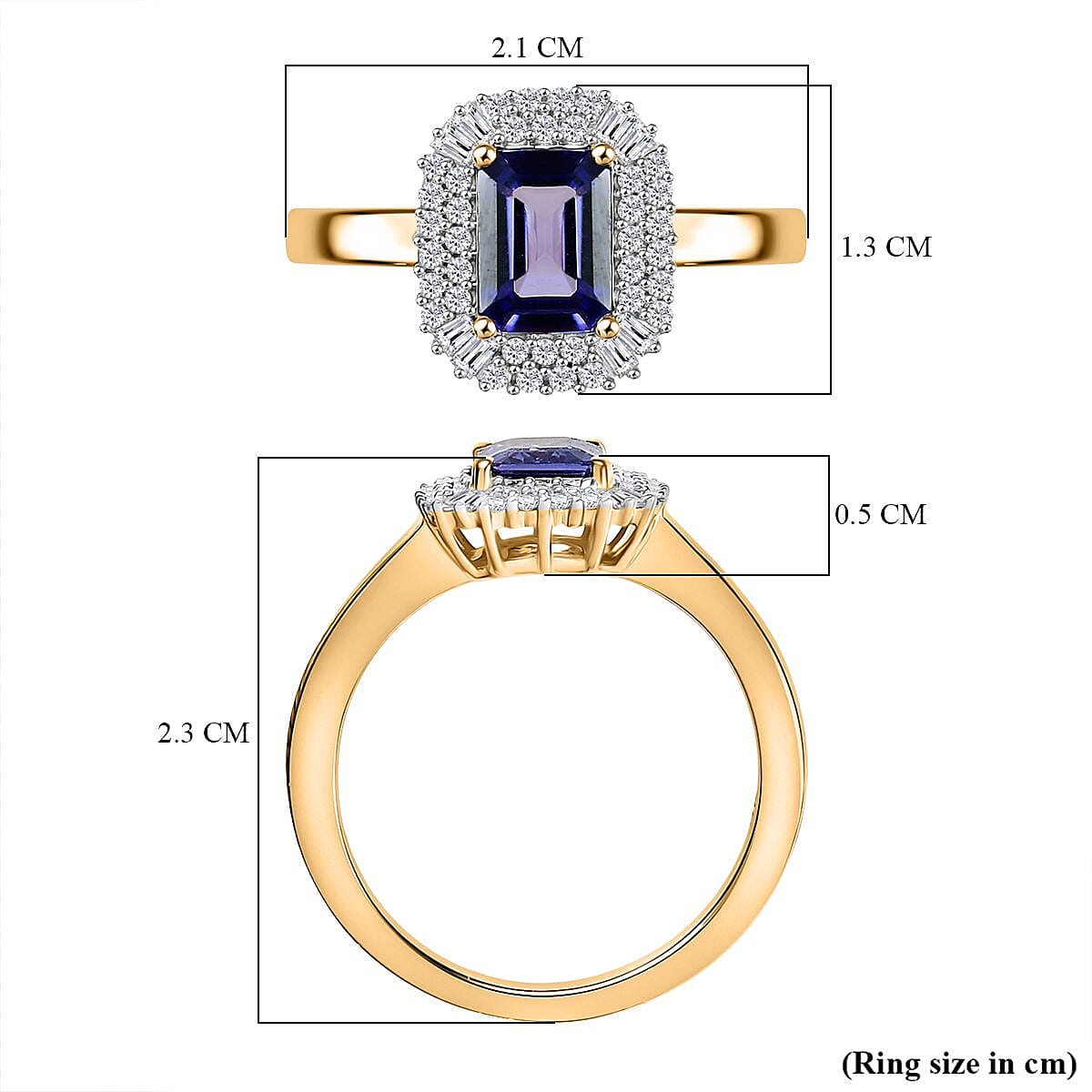 9K Yellow Gold Tanzanite & White Diamond Ring 1.18 Ct. Gold WT 3.00 Gms
