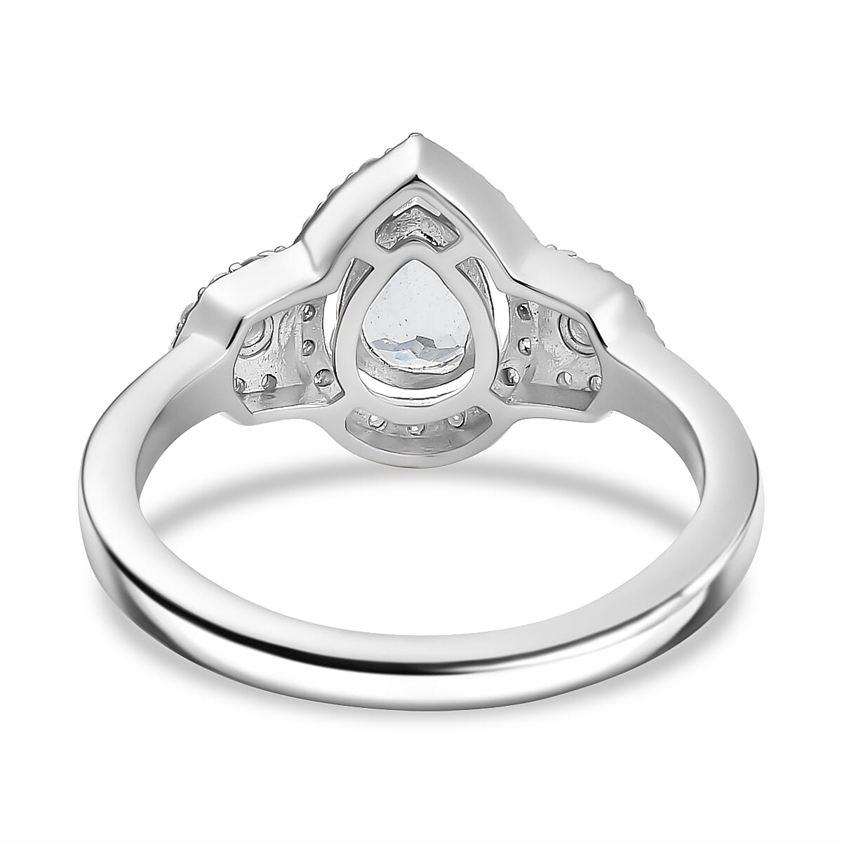 Aquamarine & Moissanite Ring in Rhodium Overlay Sterling Silver 0.93 Ct. Aquamarine & Moissanite Ring in Rhodium Overlay Sterling Silver 0.93 Ct.