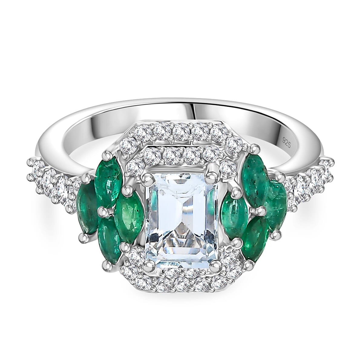 Cluster Ring in Rhodium Overlay Sterling Silver