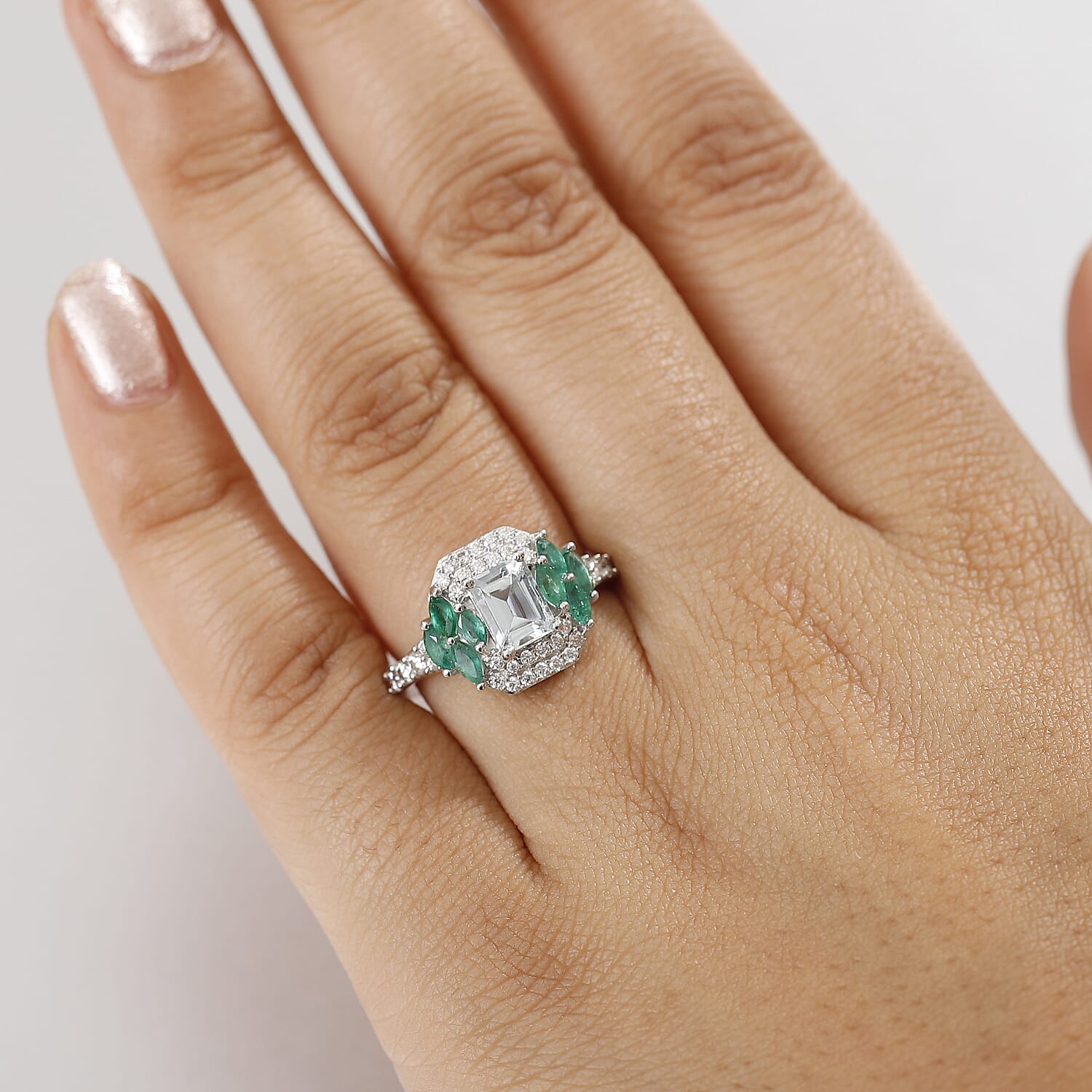 Cluster Ring in Rhodium Overlay Sterling Silver