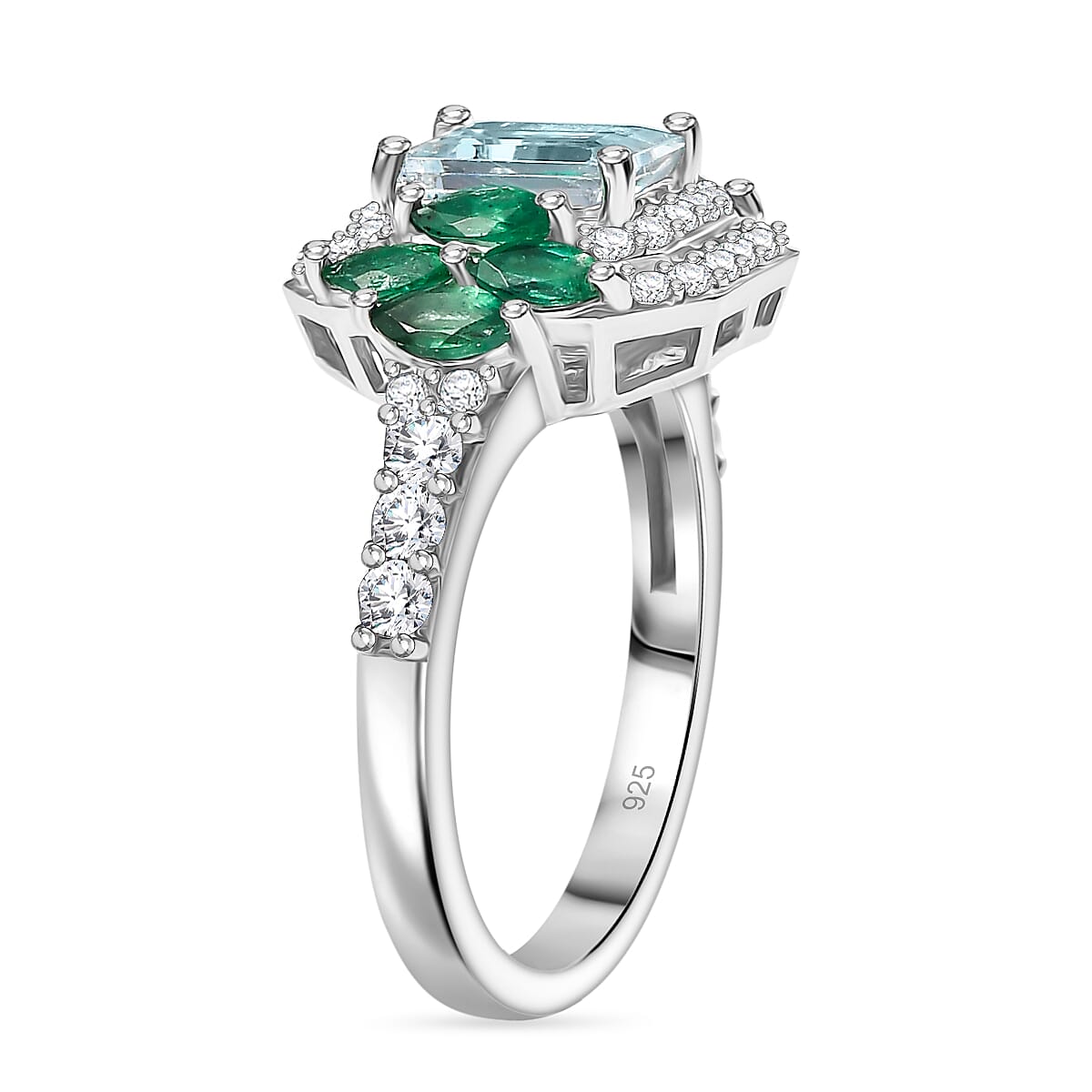 Cluster Ring in Rhodium Overlay Sterling Silver