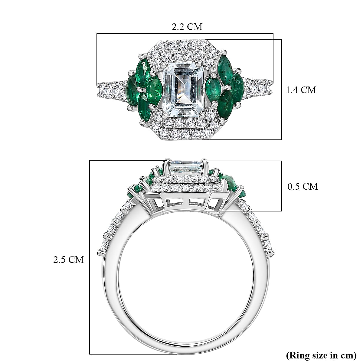 Cluster Ring in Rhodium Overlay Sterling Silver