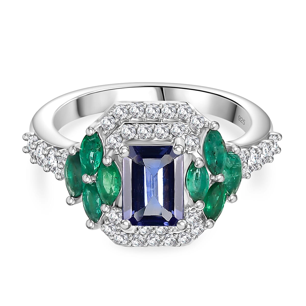 Cluster Ring in Rhodium Overlay Sterling Silver