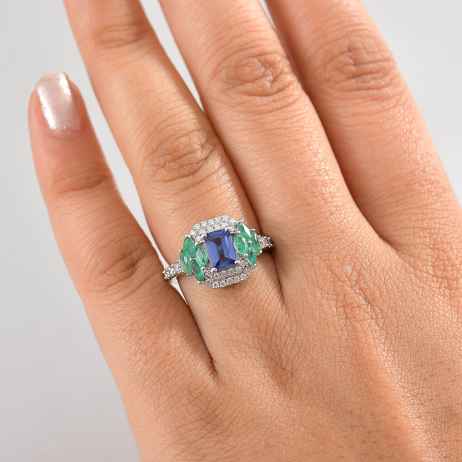 Cluster Ring in Rhodium Overlay Sterling Silver