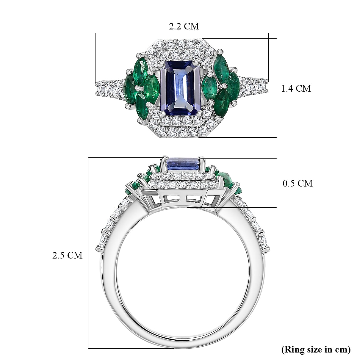 Cluster Ring in Rhodium Overlay Sterling Silver