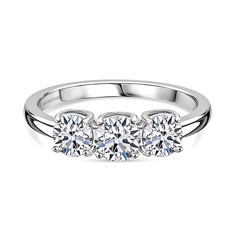 Luxuriant Diamond 950 Platinum SGL Certified Lab Grown Diamond (SI-G-H) Trilogy Ring 1.00 Ct,