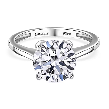 Luxuriant Diamond 950 Platinum SGL Certified Lab Grown Diamond (SI-GH) Round Cut Ring, Platinum Wt. 4.00 Gms  1.000  Ct.