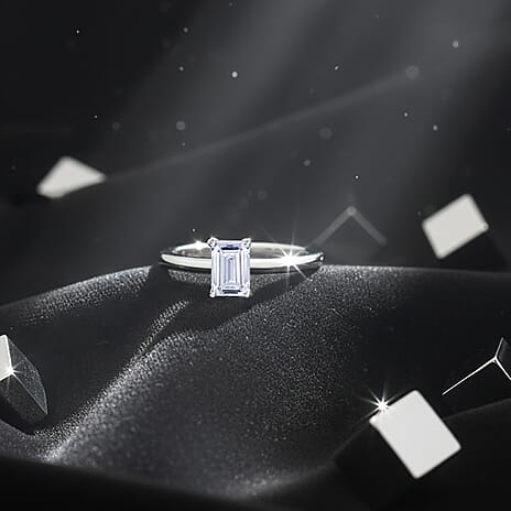 Luxuriant Diamond 950 Platinum SGL Certified Lab Grown Diamond (SI-G-H) Emerald Cut Ring 1.03 Ct.
