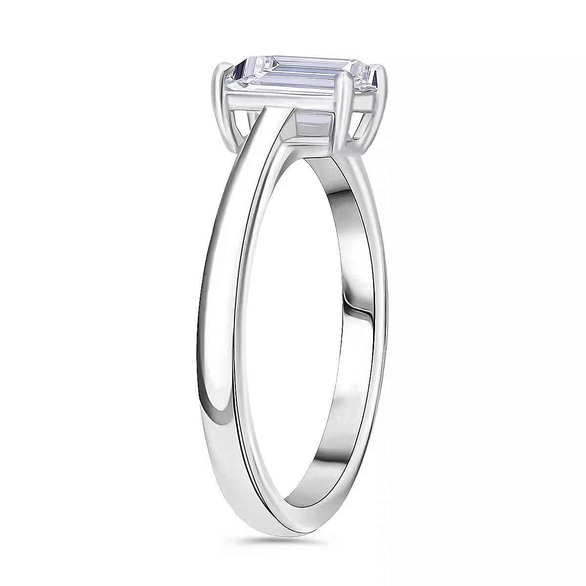 Luxuriant Diamond 950 Platinum SGL Certified Lab Grown Diamond (SI-GH) Emerald Cut Ring, Platinum Wt. 4.00 Gms  1.000  Ct.