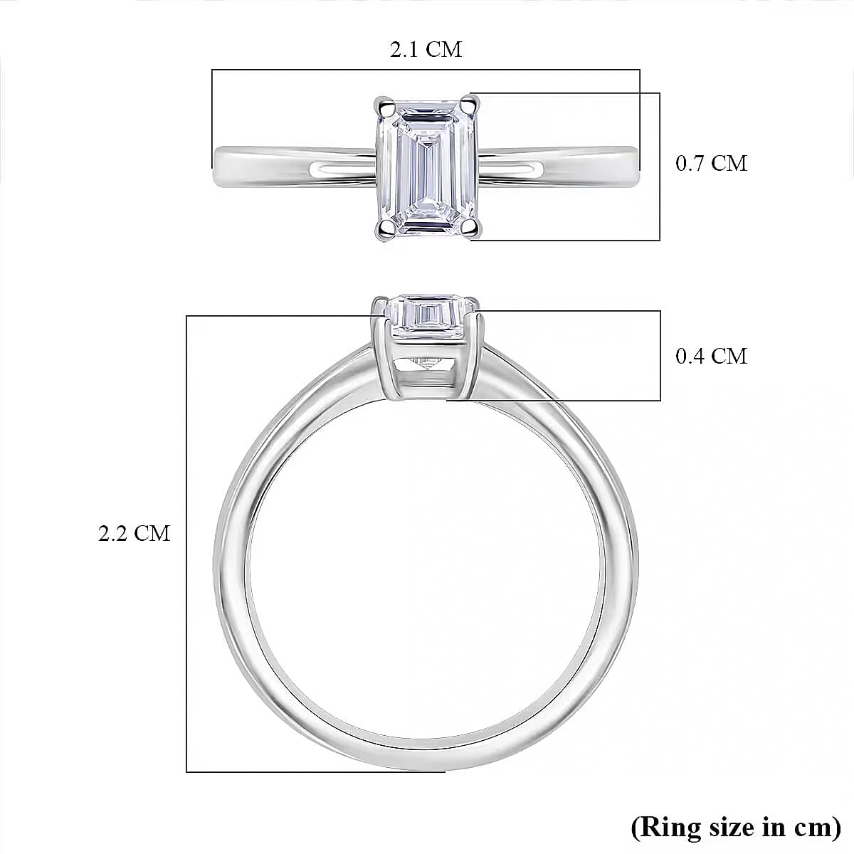 Luxuriant Diamond 950 Platinum SGL Certified Lab Grown Diamond (SI-G-H) Emerald Cut Ring 1.03 Ct.