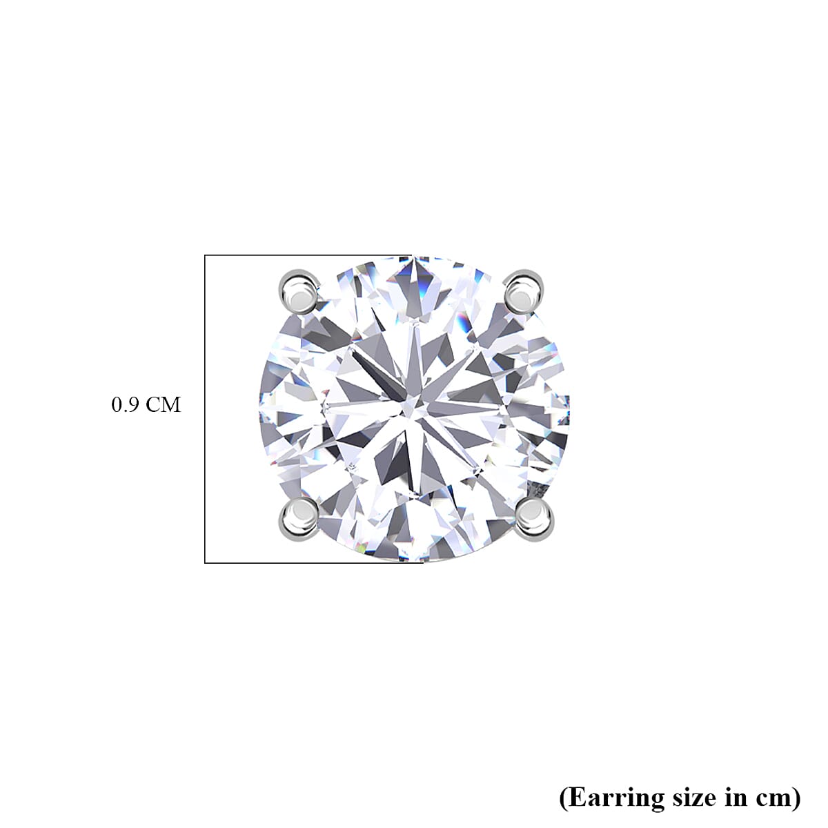 Moissanite Solitaire Stud Push Post Earring in Rhodium OverlaySterling Silver 3.80 Ct.