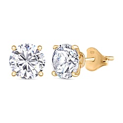 Moissanite Solitaire Stud Earrings in Rhodium Overlay Sterling Silver