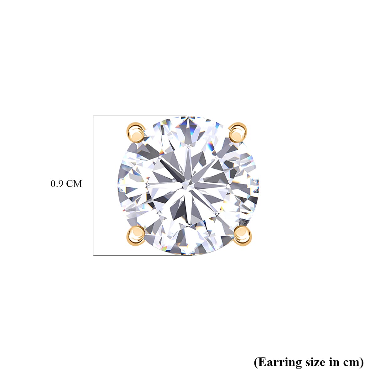 Moissanite Solitaire Stud Push Post Earring in 18K YG VermeilSterling Silver 3.80 Ct.