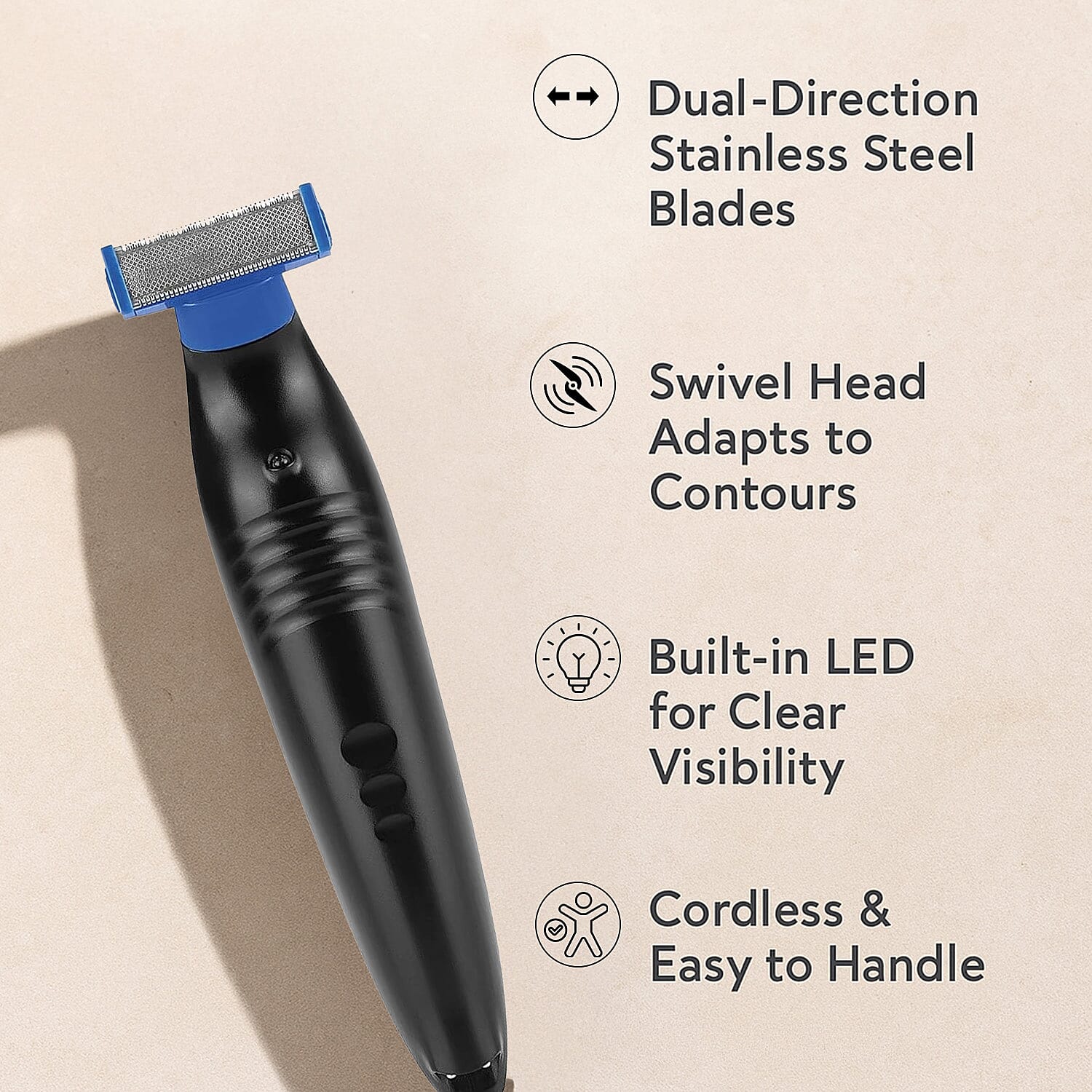 MAXXMEE Electric Beard and Hair Trimmer for Styling with 4 Trim Attachments - Black