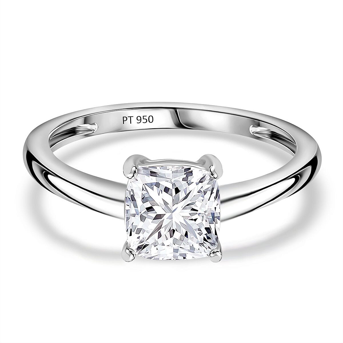 Luxuriant Diamond 950 Platinum SGL Certified Lab Grown Diamond (SI-GH) Cushion Cut Ring 1.05 Ct.