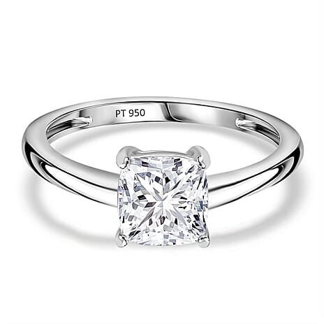 Luxuriant Diamond 950 Platinum SGL Certified Lab Grown Diamond (SI-GH) Cushion Cut Ring 1.00 Ct.