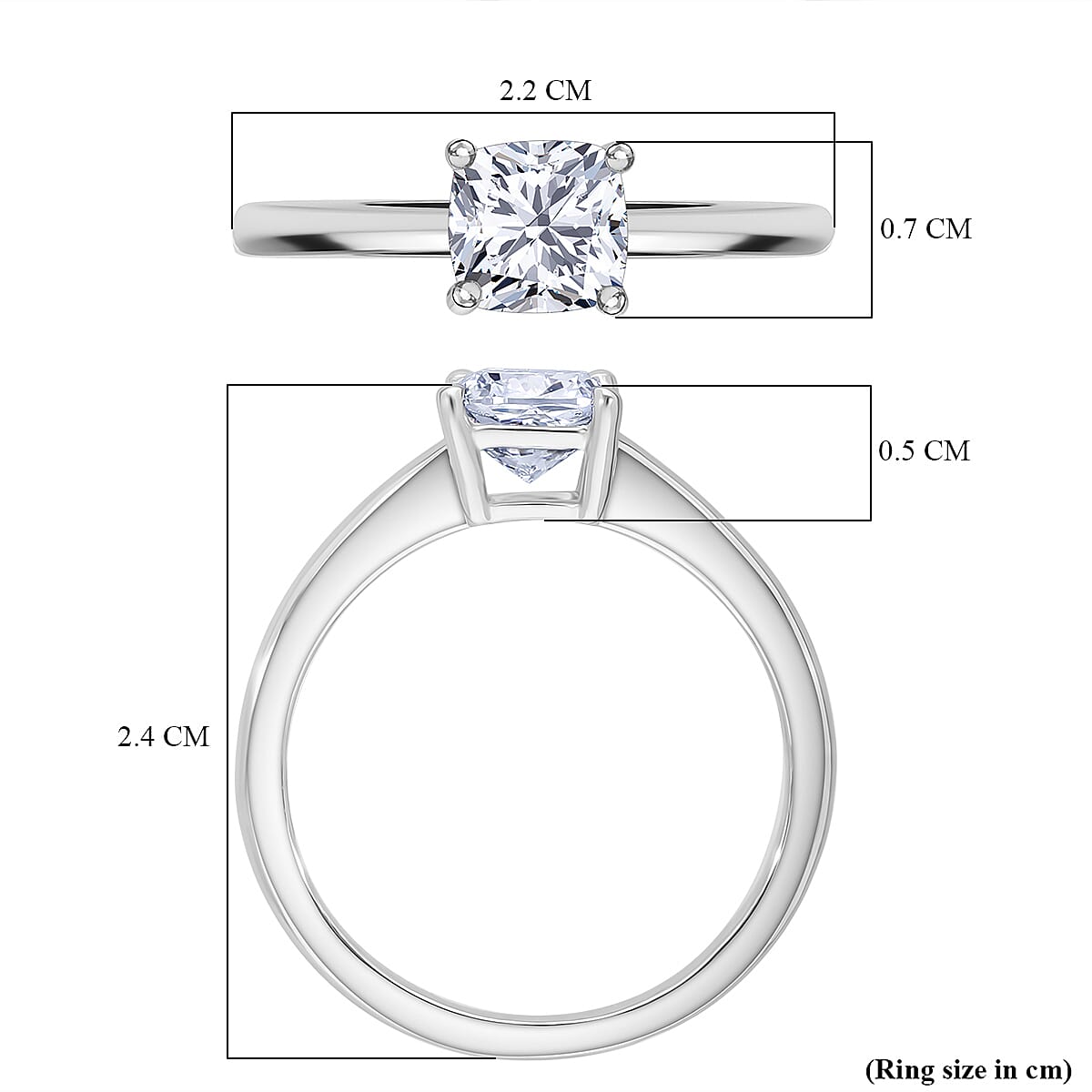 Luxuriant Diamond 950 Platinum SGL Certified Lab Grown Diamond (SI-GH) Cushion Cut Ring 1.00 Ct.