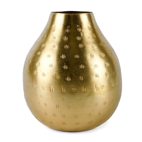 Set of 9 - Brushed Gold Metal Vase (14.5 x 11.5 x 11.5cm)