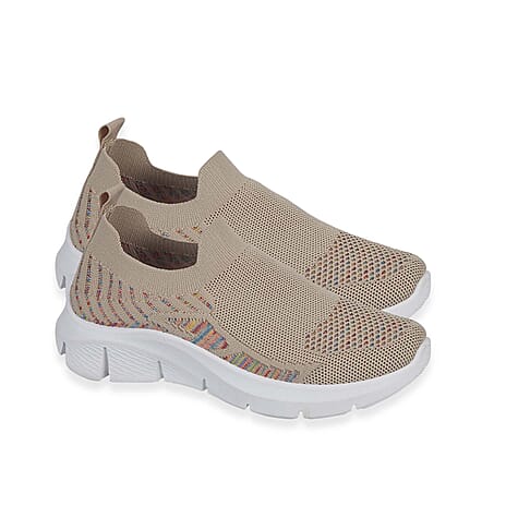 Urban Jacks Ladies Limoncello Fly Knitted Slip-On Shoe (Size 7) - Beige