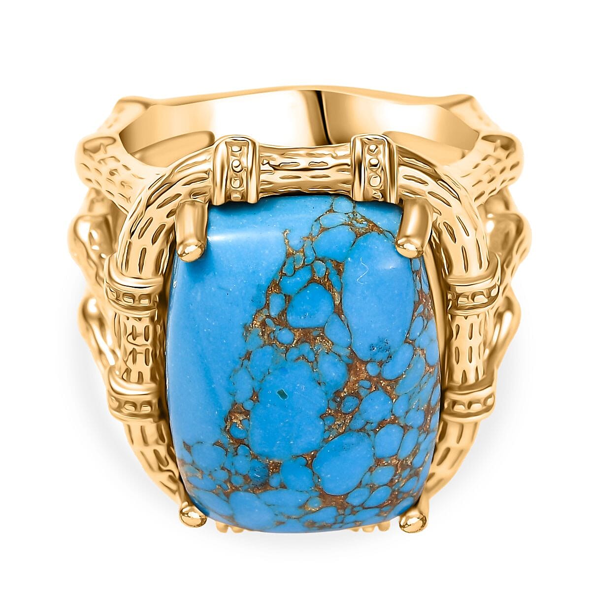 Tucson Find-Blue Turquoise Solitaire Ring 11.90 Ct.