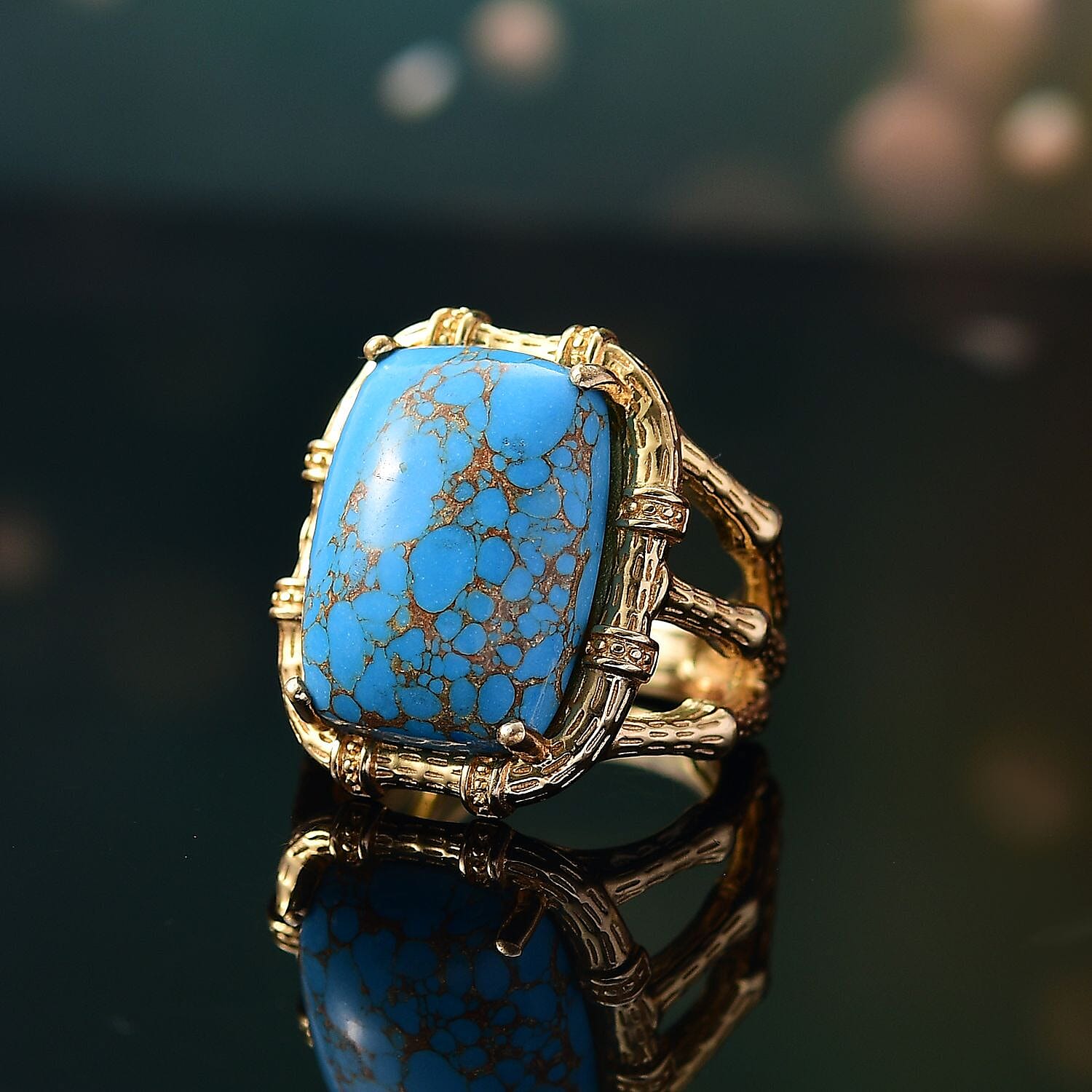 Tucson Find-Blue Turquoise Solitaire Ring 11.90 Ct.