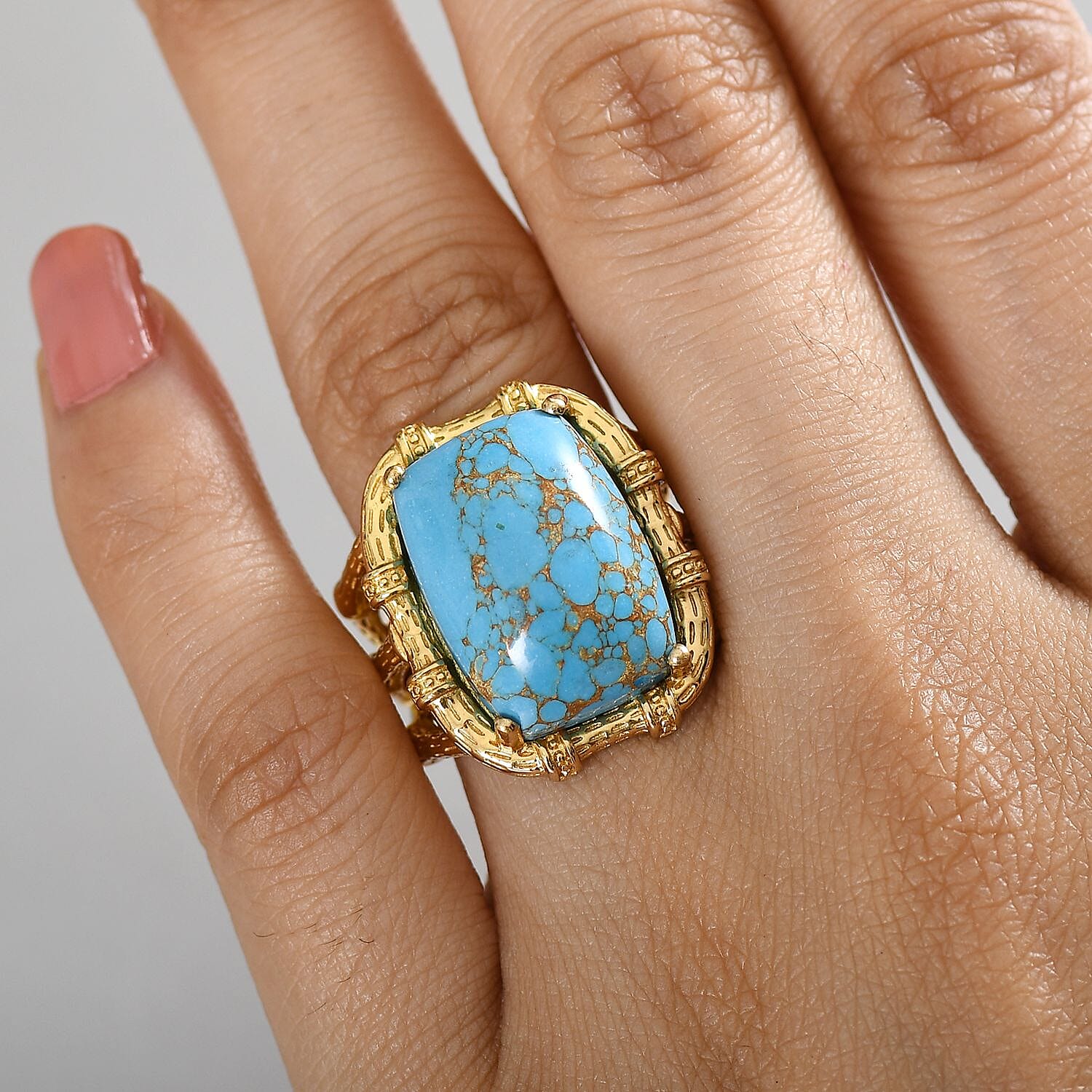 Tucson Find-Blue Turquoise Solitaire Ring 11.90 Ct.