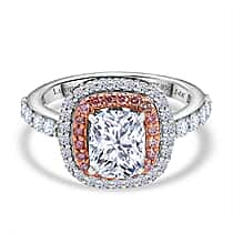 LUXURIANT 2.85 Ct. Lab Grown Diamond, Lab Grown Pink Diamond Halo Ring in 950 Platinum and 14K Rose Gold IGI Certified