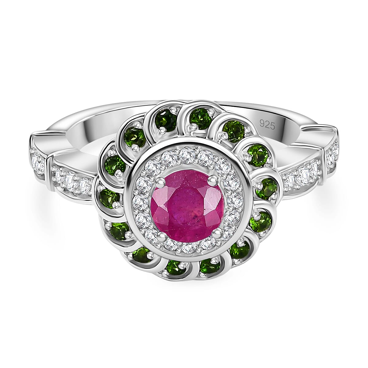 Halo Ring in Rhodium Overlay Sterling Silver