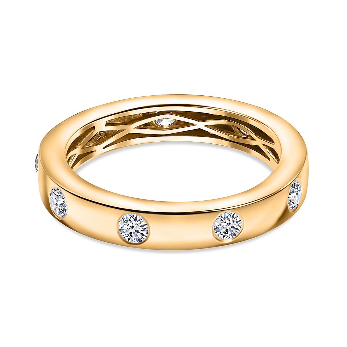 Luxuriant Diamond Lab Grown Diamond (SI-G-H) Band Ring in 18K Vermeil Yellow Gold Plated Sterling Silver 0.50 Ct. Luxuriant Diamond Lab Grown Diamond (SI-G-H) Band Ring in 18K Vermeil Yellow Gold Plated Sterling Silver 0.50 Ct.