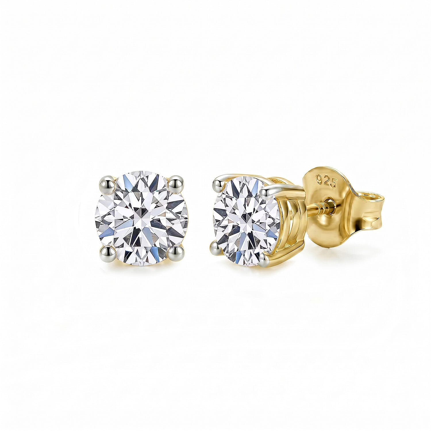 Luxuriant Lab Grown Diamond (SI-GH) Earring with Push Back in 18K Vermeil Yellow Gold Plated Sterling Silver