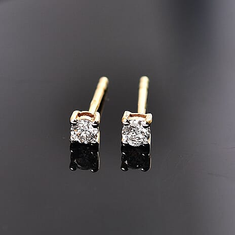 Luxuriant Diamond Lab Grown Diamond (I2-G-H) Earring with Push Back in 18K Vermeil Yellow Gold Plated Sterling Silver