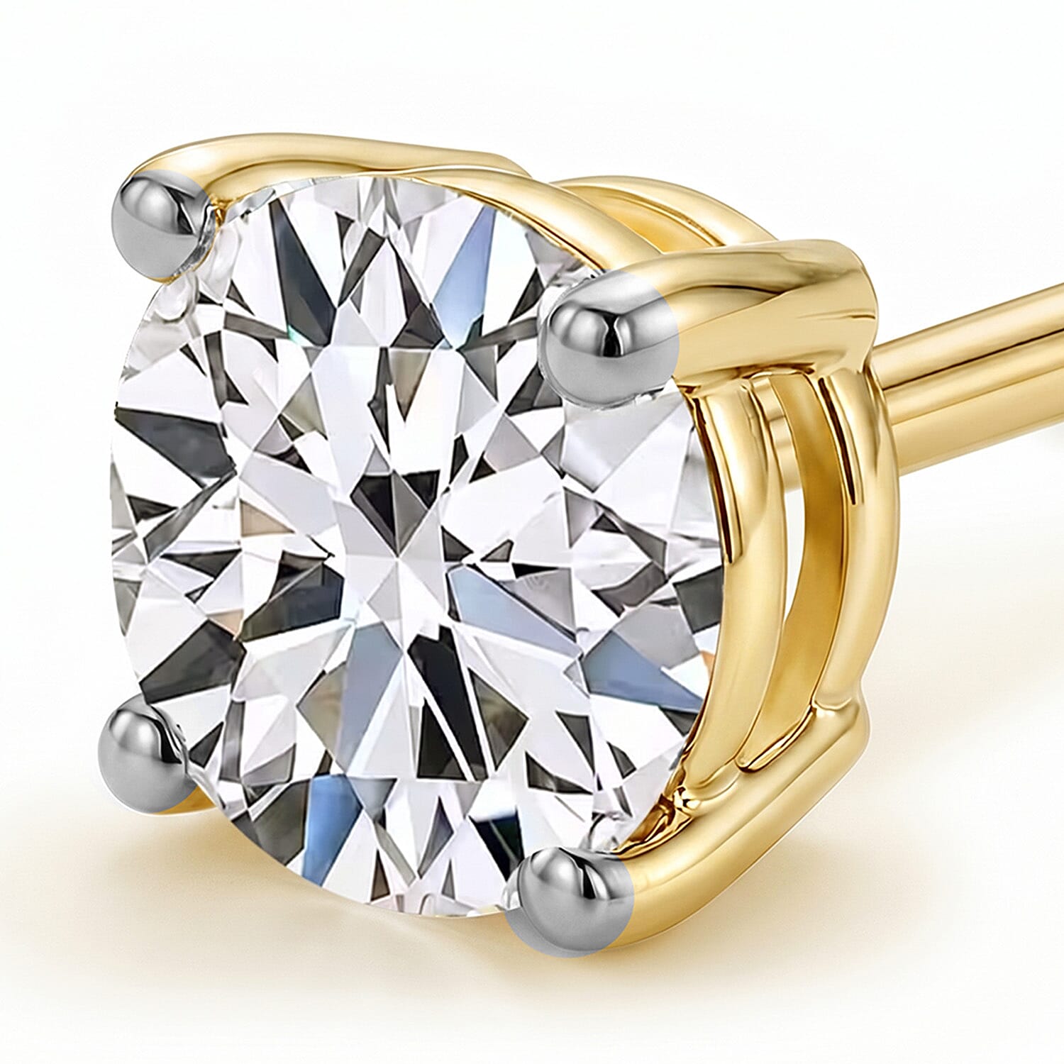 Luxuriant Lab Grown Diamond (SI-GH) Earring with Push Back in 18K Vermeil Yellow Gold Plated Sterling Silver