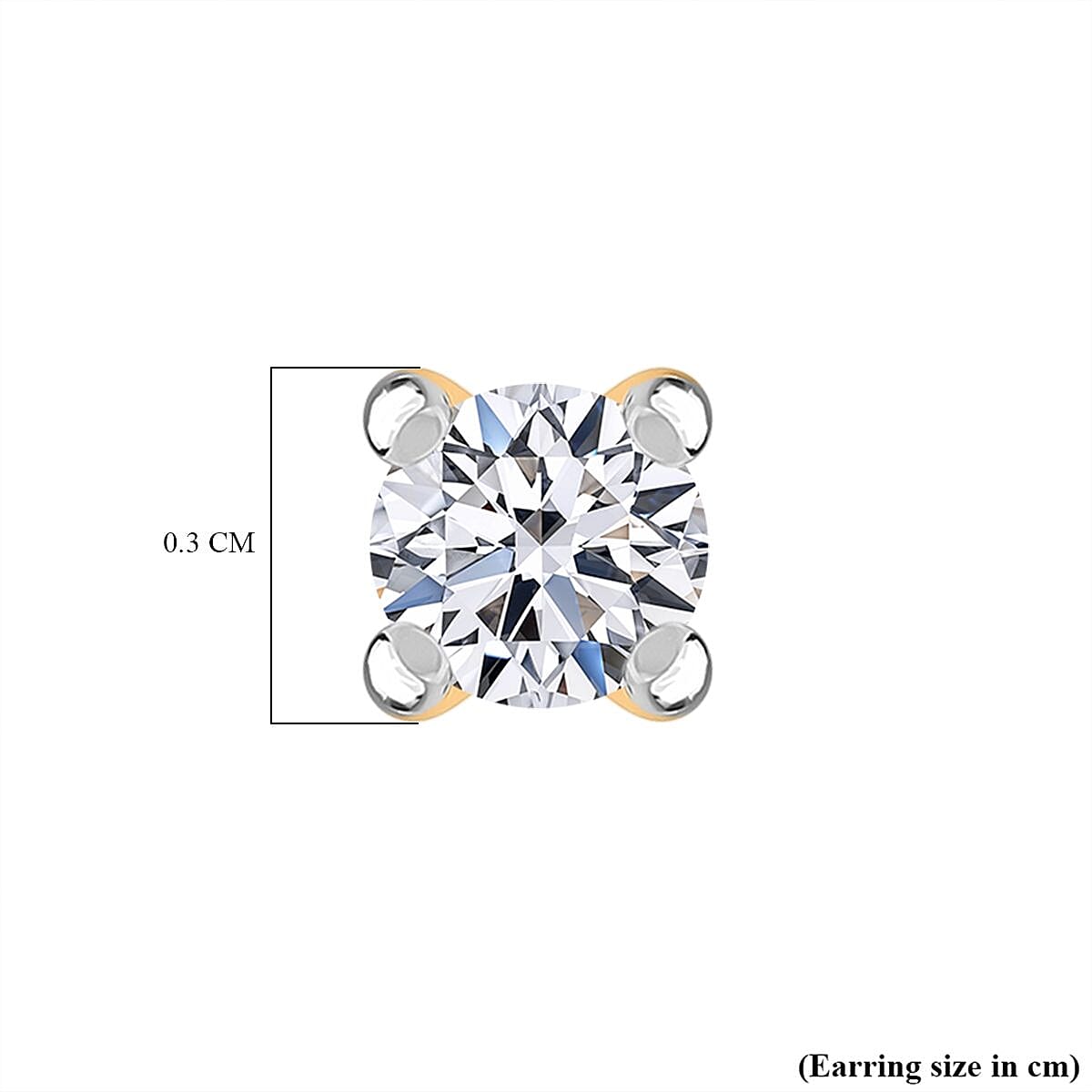Luxuriant Lab Grown Diamond (SI-GH) Earring with Push Back in 18K Vermeil Yellow Gold Plated Sterling Silver