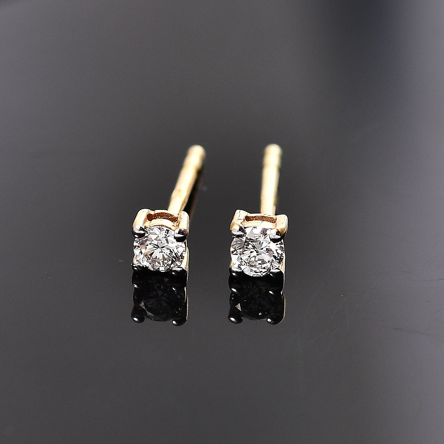 Luxuriant Lab Grown Diamond (SI-GH) Earring with Push Back in 18K Vermeil Yellow Gold Plated Sterling Silver 0.20 Ct.