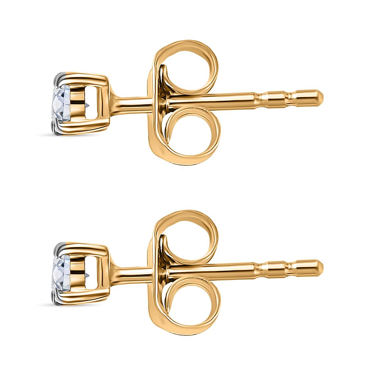 Luxuriant Lab Grown Diamond (SI-GH) Earring with Push Back in 18K Vermeil Yellow Gold Plated Sterling Silver 0.20 Ct.