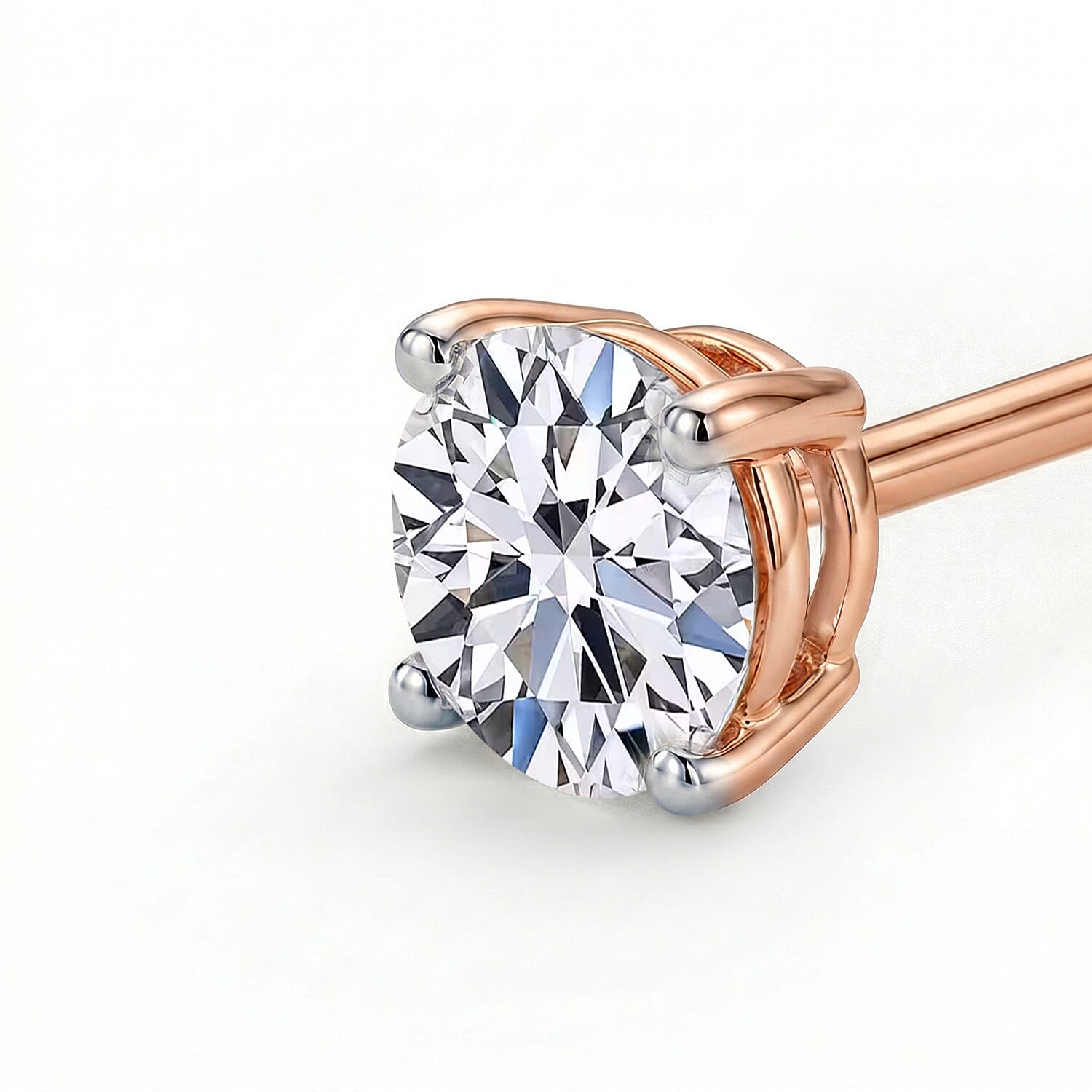 Luxuriant Diamond Lab Grown Diamond (I2-G-H) Earring with Push Back in 18K Vermeil Rose Gold Plated Sterling Silver