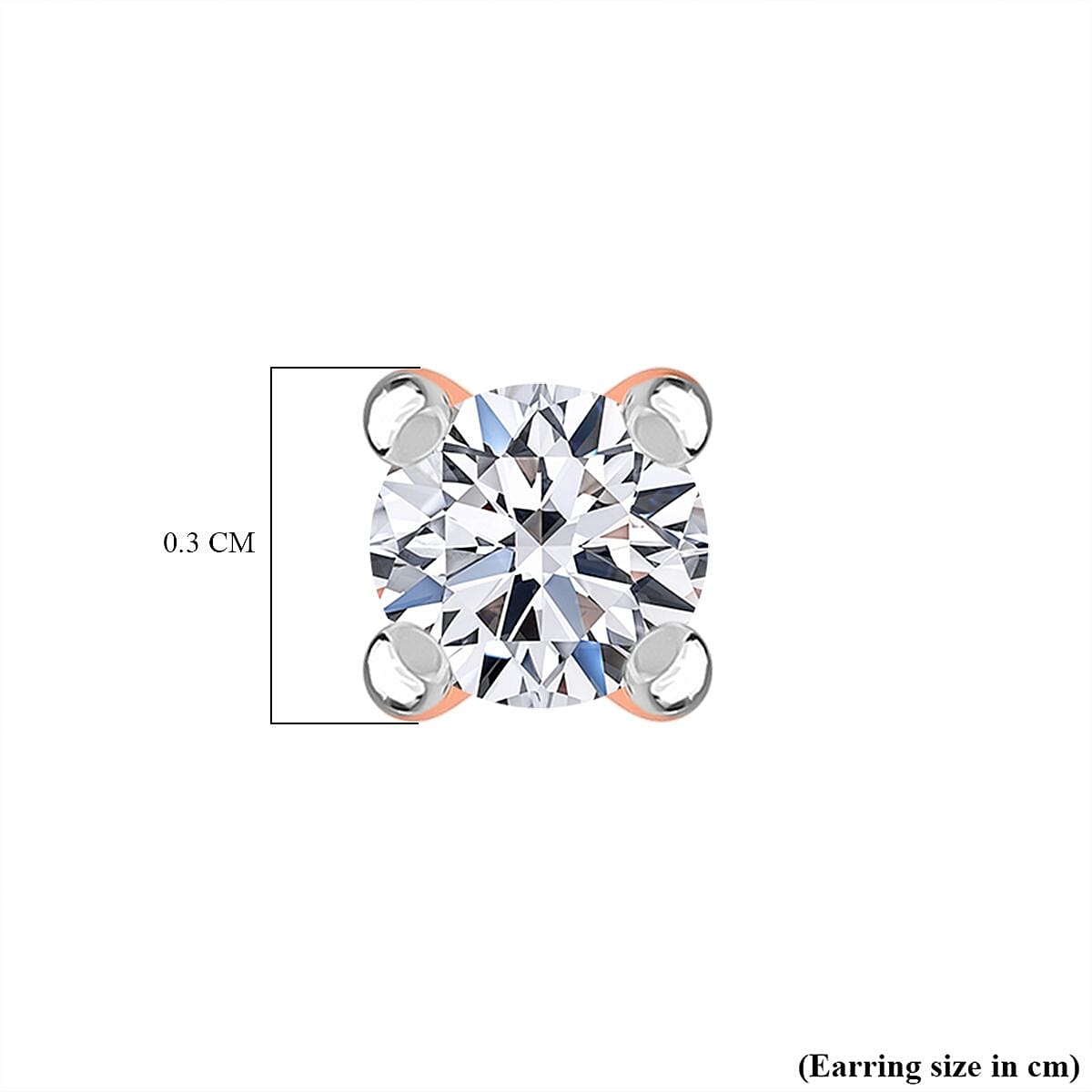 Luxuriant Diamond Lab Grown Diamond (I2-G-H) Earring with Push Back in 18K Vermeil Rose Gold Plated Sterling Silver