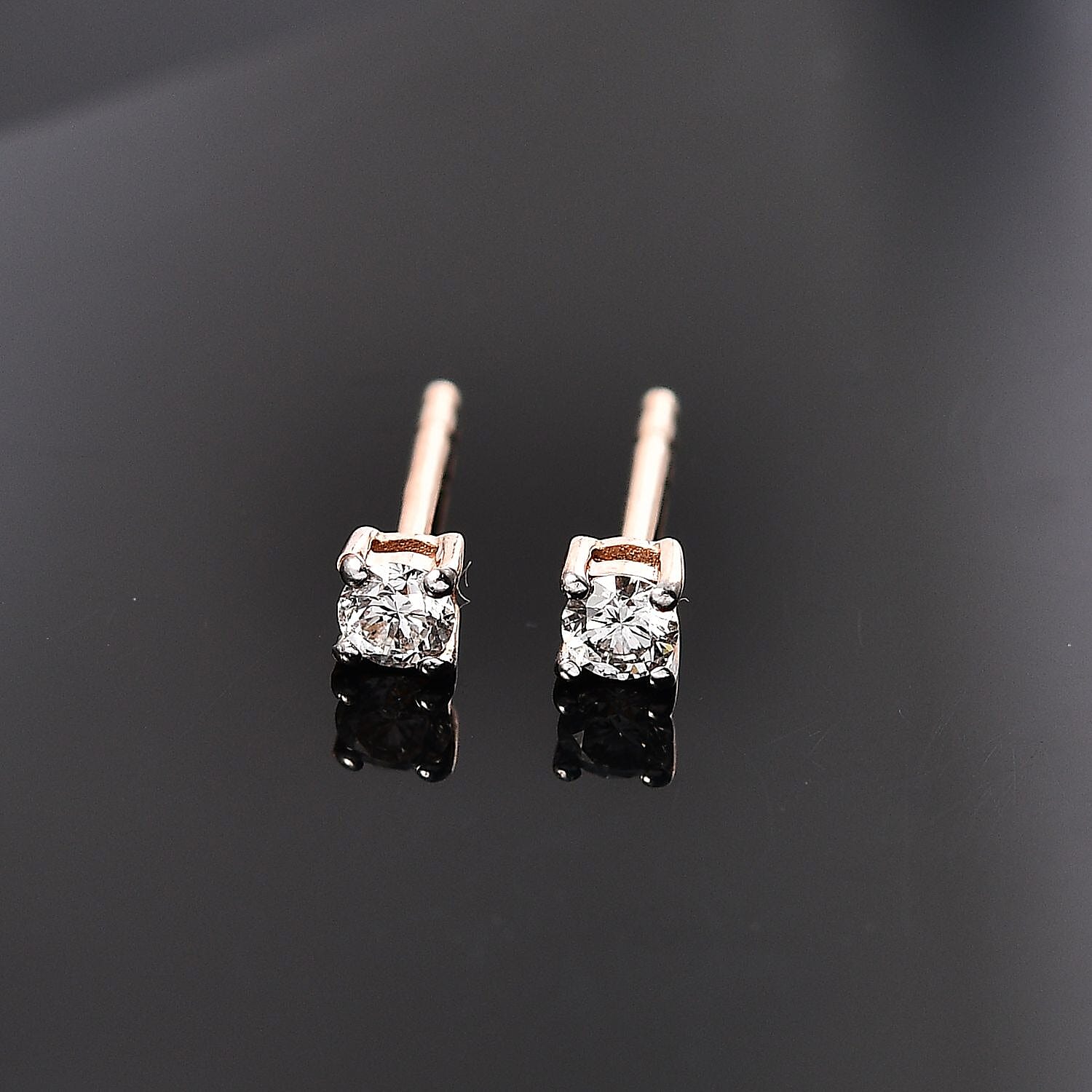 Luxuriant Diamond Lab Grown Diamond (I2-G-H) Earring with Push Back in 18K Vermeil Rose Gold Plated Sterling Silver