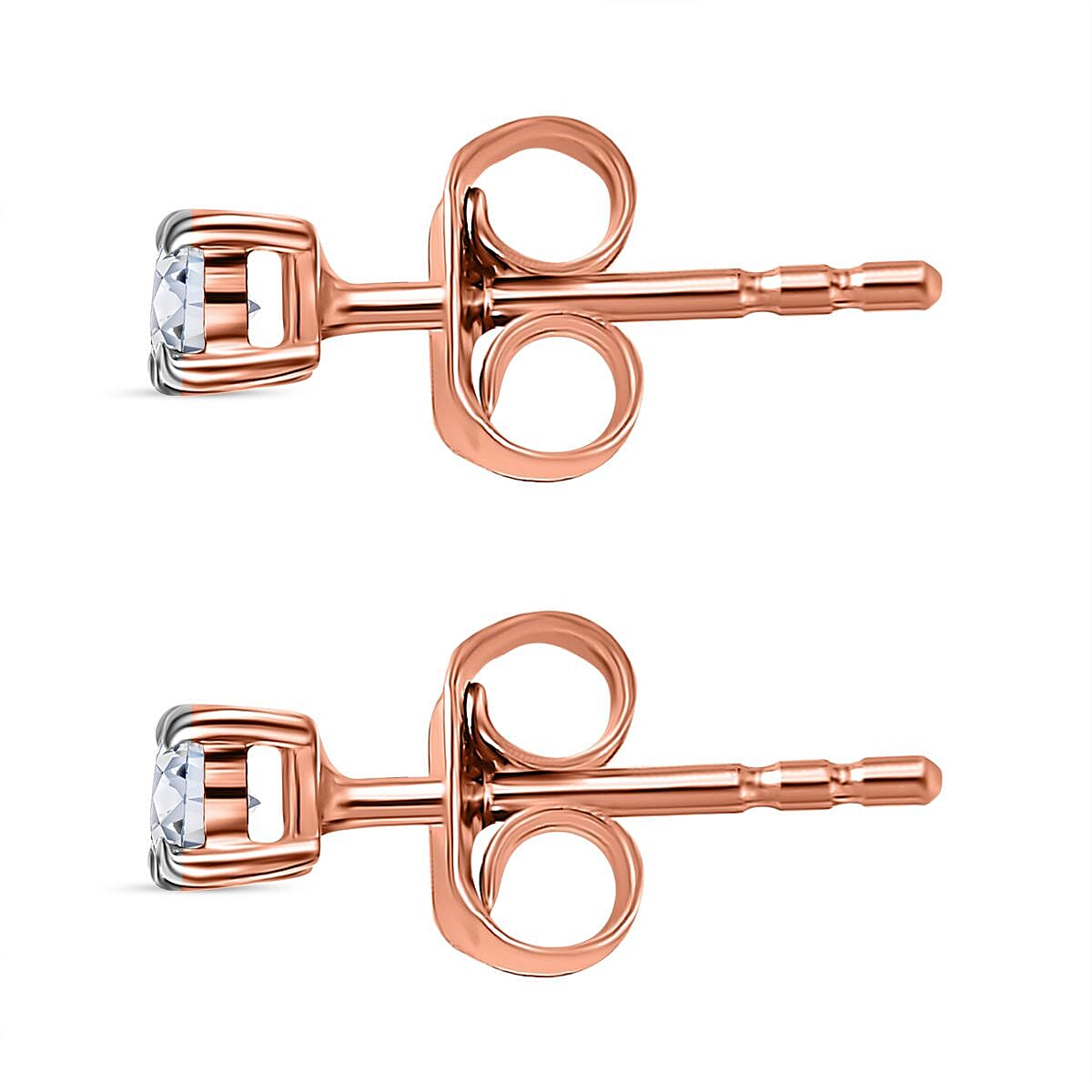 Luxuriant Diamond Lab Grown Diamond (I2-G-H) Earring with Push Back in 18K Vermeil Rose Gold Plated Sterling Silver