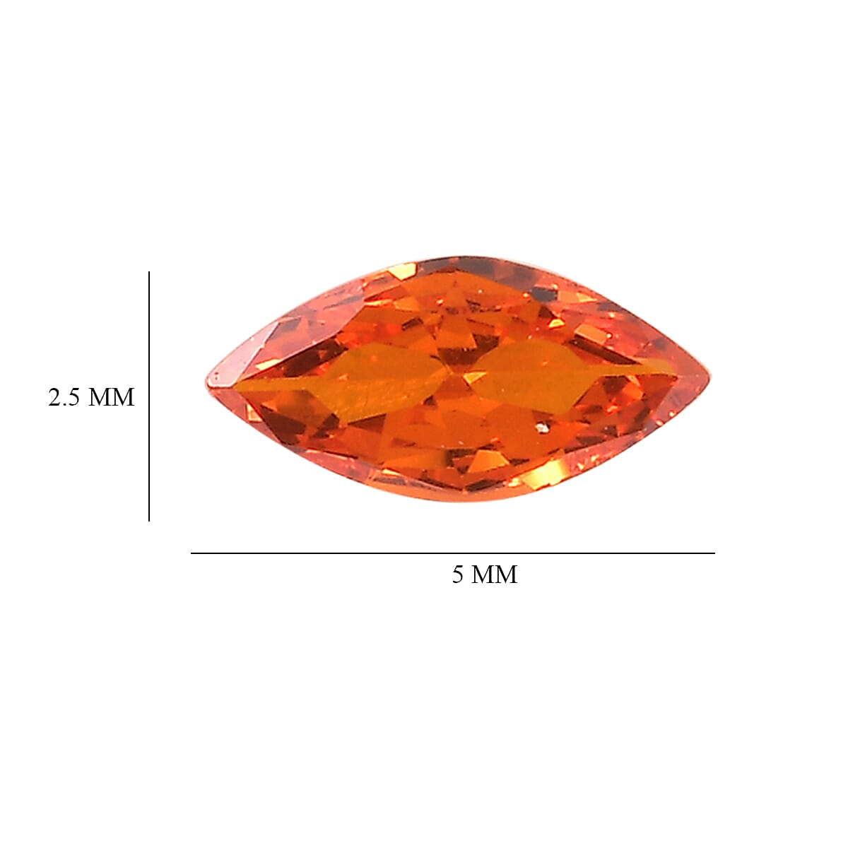 Orange Cubic ZirconiaMarquee Gemstone 0.5 Ct. - 5x2.5 mm Orange Cubic ZirconiaMarquee Gemstone 0.5 Ct. - 5x2.5 mm