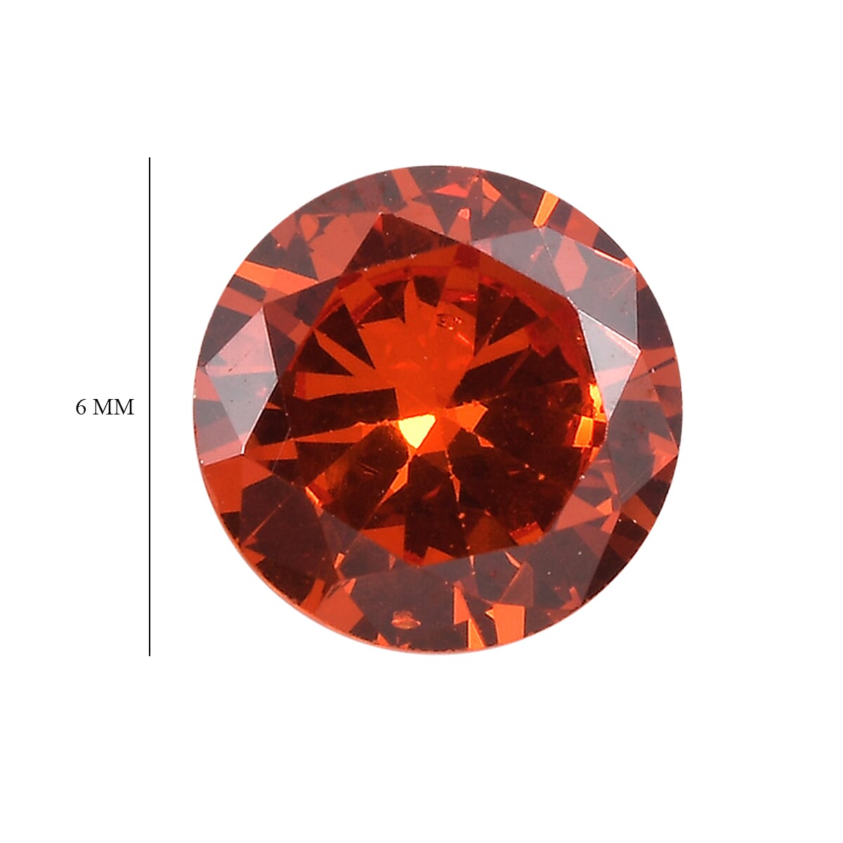 Orange Cubic Zirconia Round Shape Gemstone 4 Ct. - 6 mm