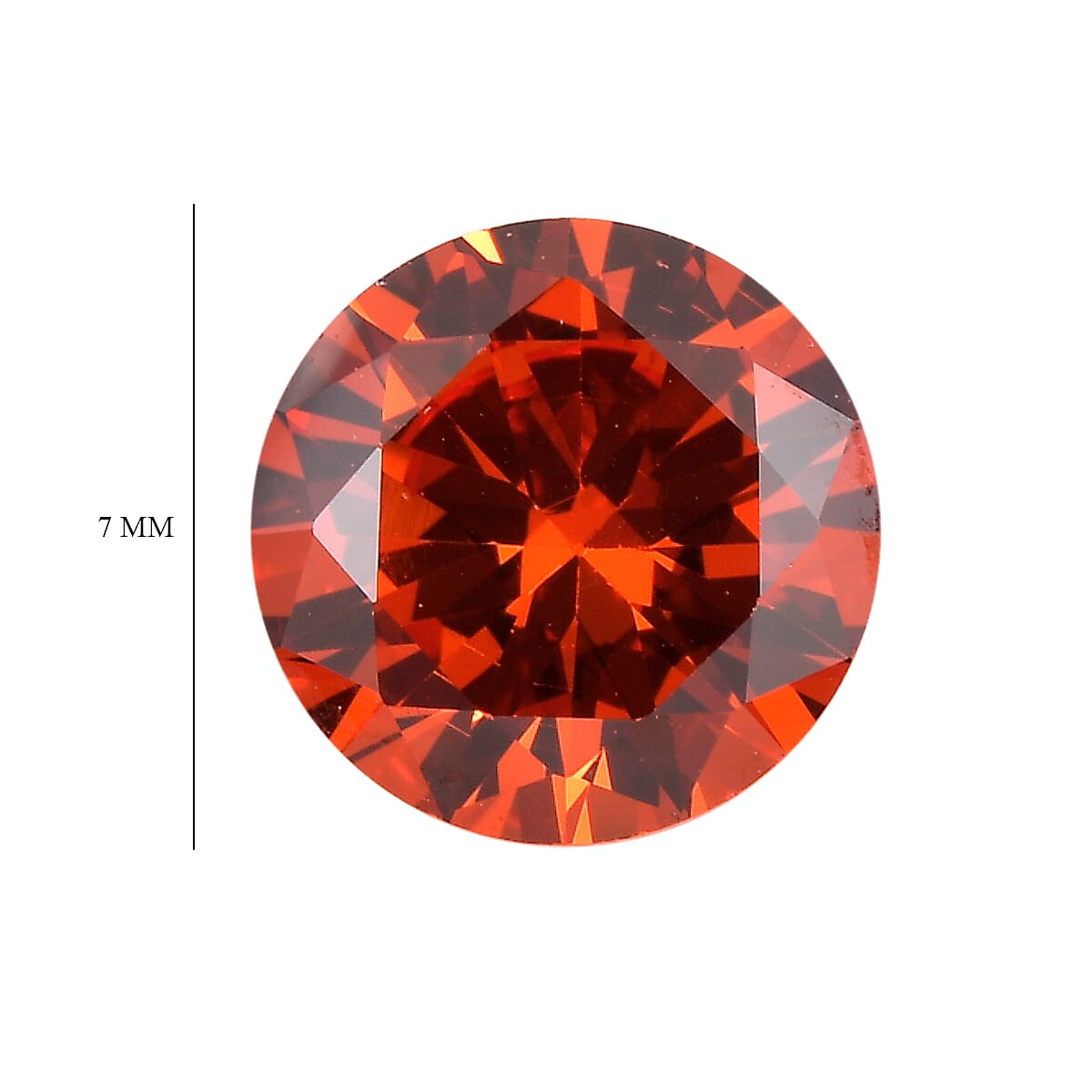 Orange Cubic Zirconia Round Shape Gemstone 2.12 Ct. - 7 mm