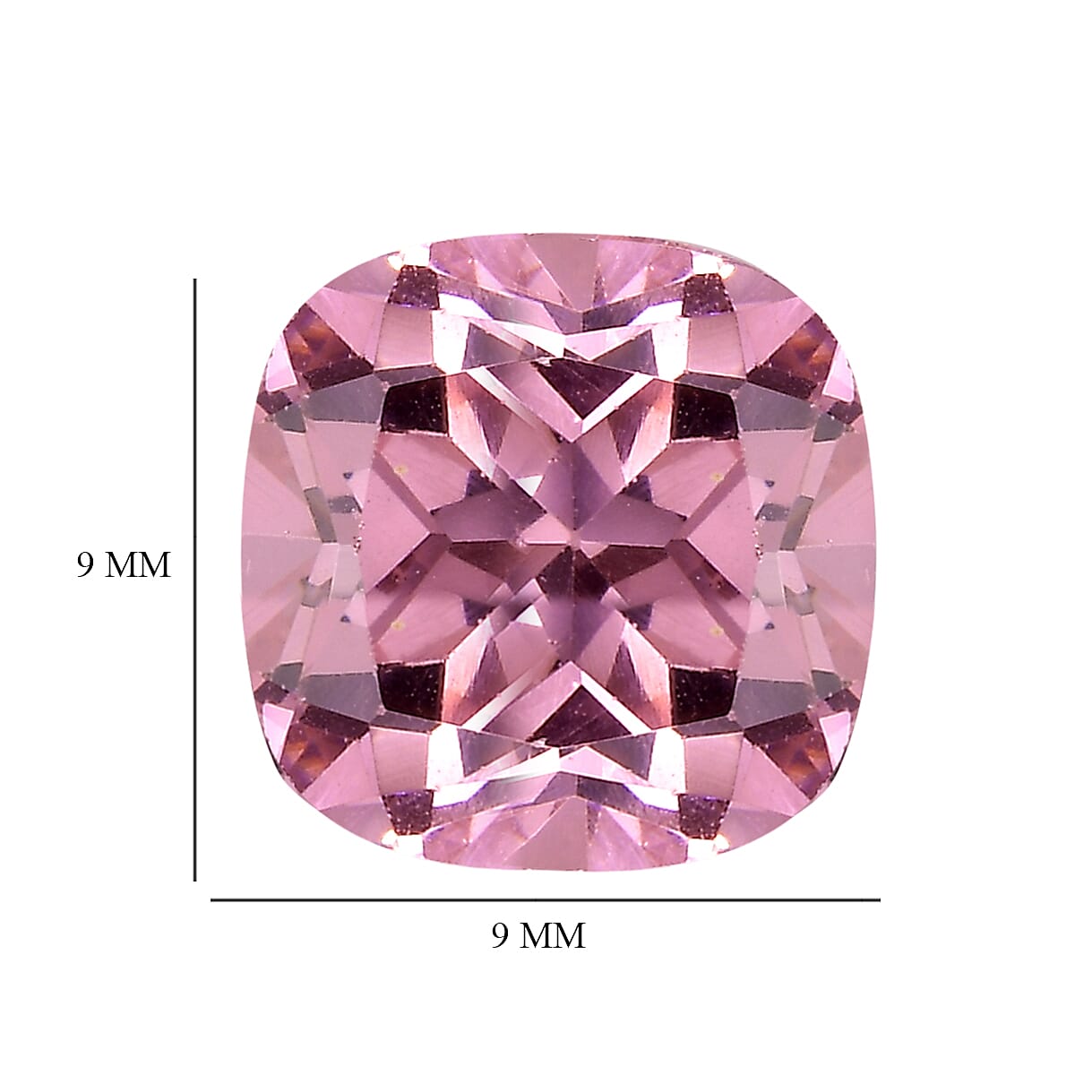 Pink Cubic Zirconia Cushion Shape Gemstone 17.78 Ct. - 9x9 mm Pink Cubic Zirconia Cushion Shape Gemstone 17.78 Ct. - 9x9 mm