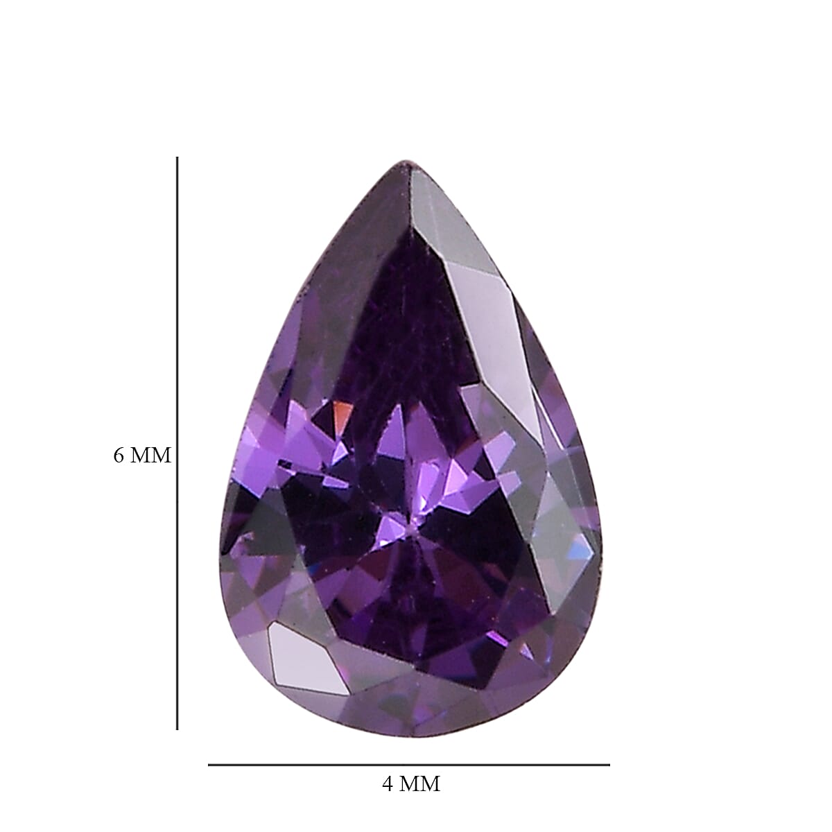 Purple Cubic Zirconia Pear Shape Gemstone 1.15 Ct. - 6x4 mm