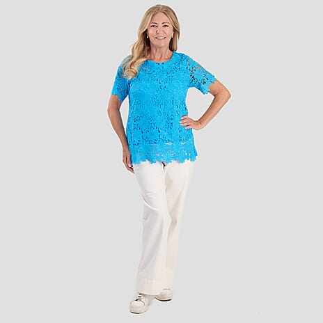 Sugar Crisp Lace Top (Size L) - Blue