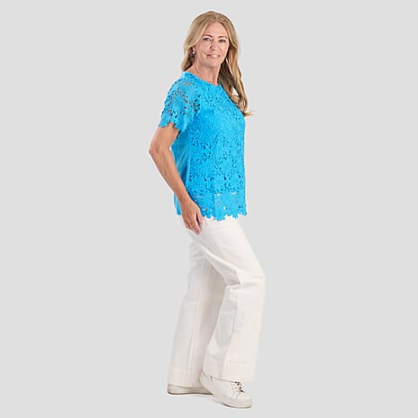 Sugar Crisp Lace Top (Size L) - Blue