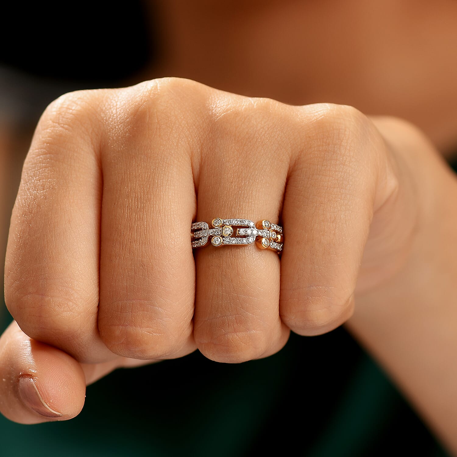 Luxuriant Lab Grown Diamond (SI-GH) Band Ring in 18K Vermeil Yellow Gold Plated Sterling Silver 0.50 Ct.