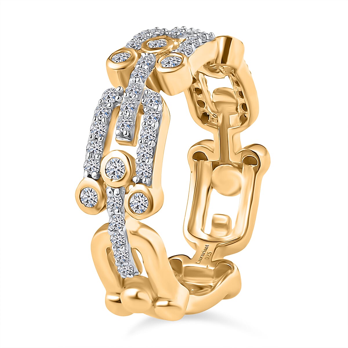 Luxuriant Lab Grown Diamond (SI-GH) Band Ring in 18K Vermeil Yellow Gold Plated Sterling Silver 0.50 Ct.